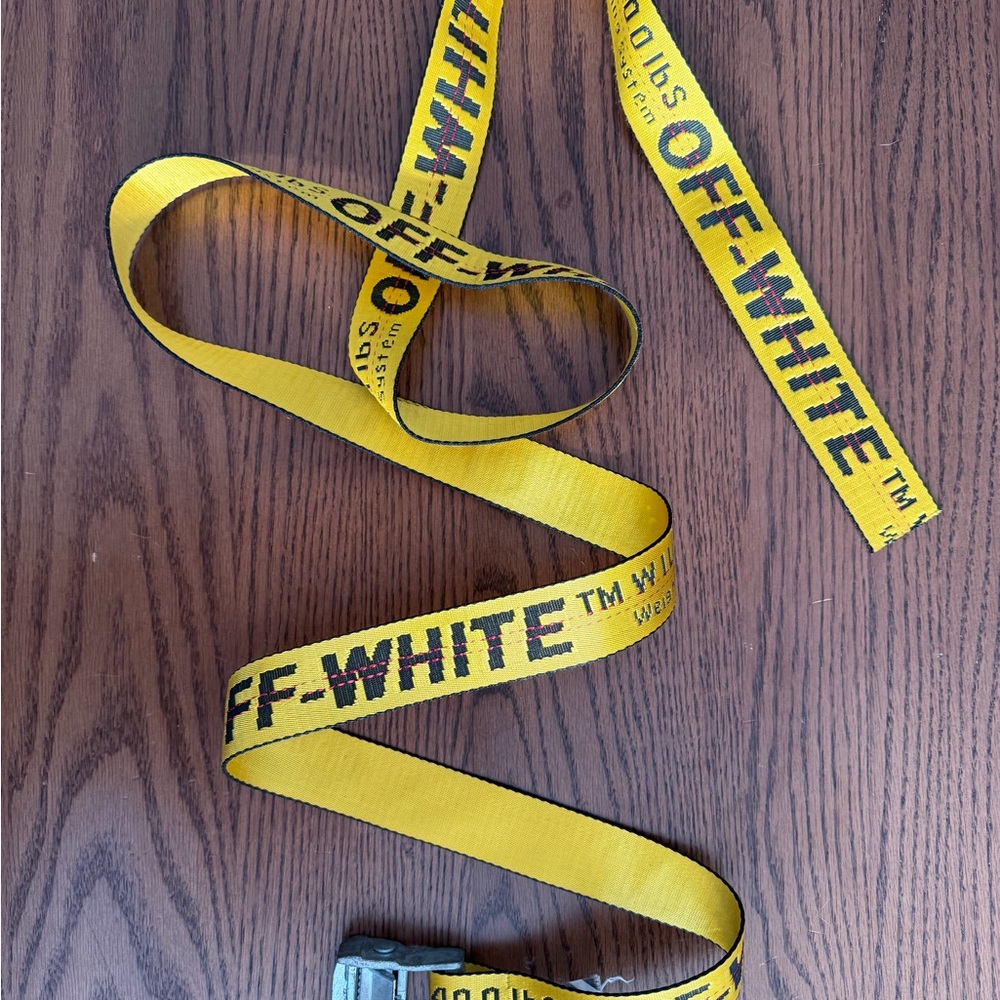 Off-White Yellow Belt with Black and Red Accents